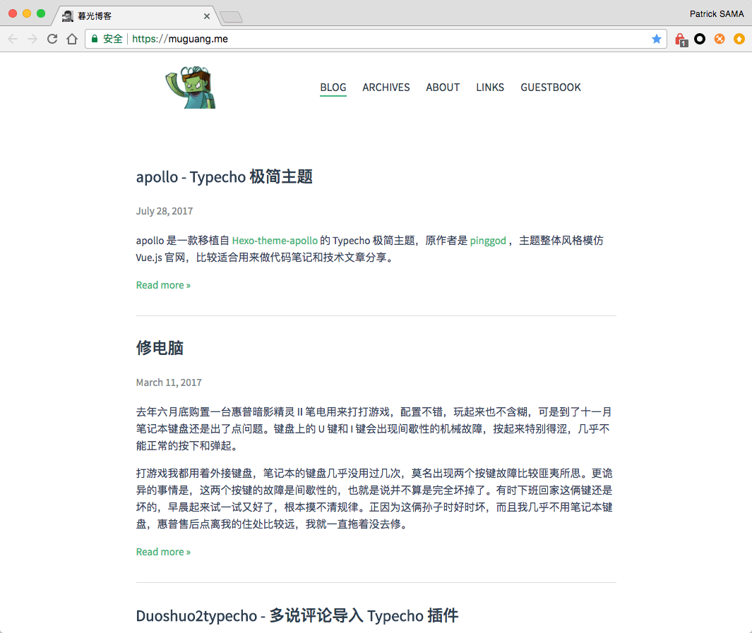 Typecho 极简主题 Apollo